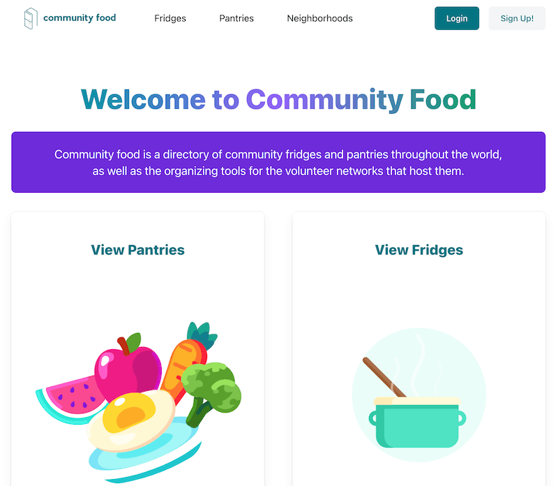 Screenshot of Community Food App