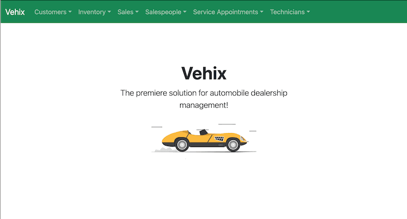 Screenshot of Vehix App